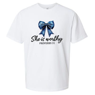 She Is Worthy Bow Sueded Cloud Jersey T-Shirt