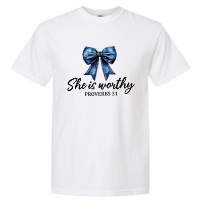 She Is Worthy Bow Garment-Dyed Heavyweight T-Shirt