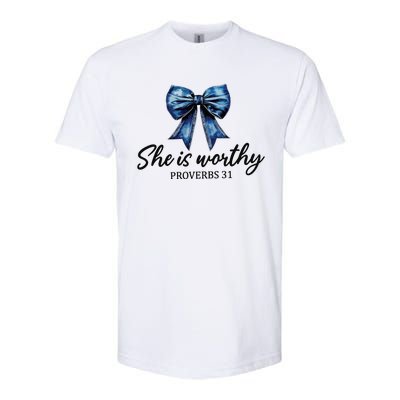 She Is Worthy Bow Softstyle CVC T-Shirt