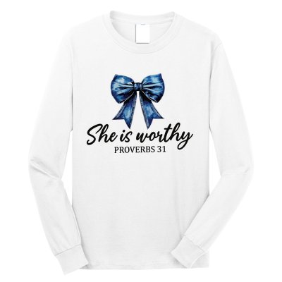 She Is Worthy Bow Long Sleeve Shirt