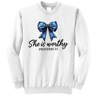 She Is Worthy Bow Sweatshirt