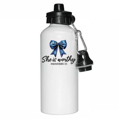 She Is Worthy Bow Aluminum Water Bottle 