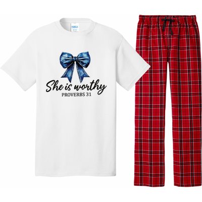 She Is Worthy Bow Pajama Set