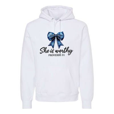 She Is Worthy Bow Premium Hoodie