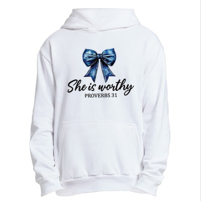 She Is Worthy Bow Urban Pullover Hoodie