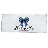 She Is Worthy Bow Large Microfiber Waffle Golf Towel