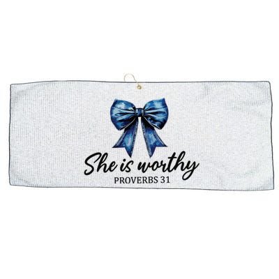 She Is Worthy Bow Large Microfiber Waffle Golf Towel