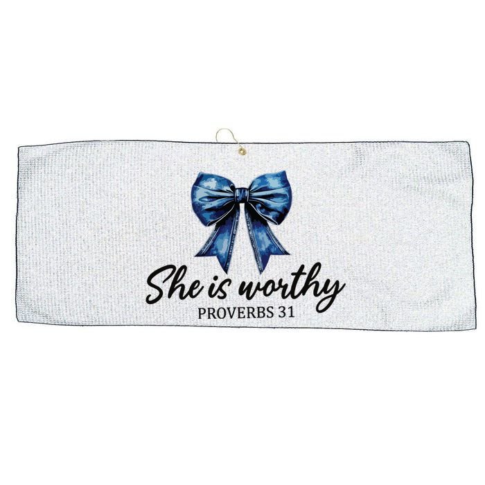 She Is Worthy Bow Large Microfiber Waffle Golf Towel