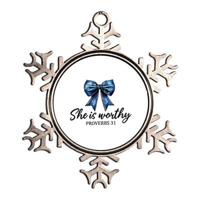 She Is Worthy Bow Metallic Star Ornament