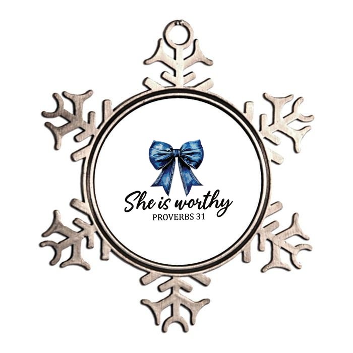 She Is Worthy Bow Metallic Star Ornament