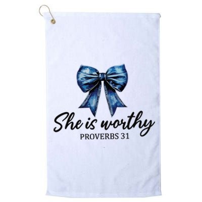 She Is Worthy Bow Platinum Collection Golf Towel