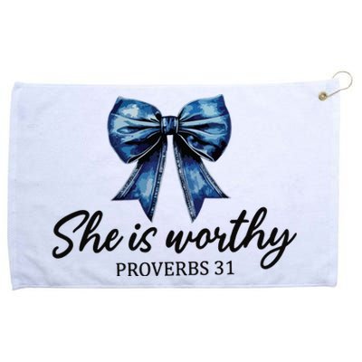 She Is Worthy Bow Grommeted Golf Towel