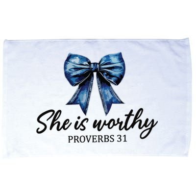 She Is Worthy Bow Microfiber Hand Towel