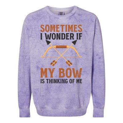 Sometimes I Wonder If Bow Thinks Design Archery Hunting Gift Colorblast Crewneck Sweatshirt