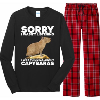 Sorry I WasnT Listening I Was Thinking About Capybaras Long Sleeve Pajama Set