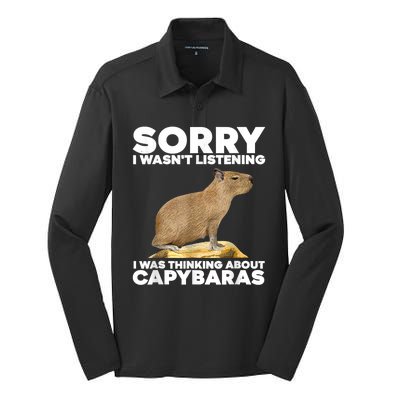 Sorry I WasnT Listening I Was Thinking About Capybaras Silk Touch Performance Long Sleeve Polo