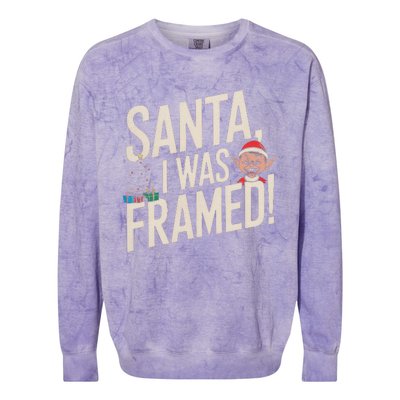 Santa I Was Framed Funny Christmas Humor Colorblast Crewneck Sweatshirt