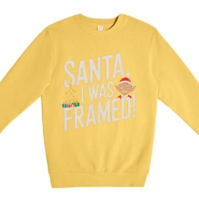 Santa I Was Framed Funny Christmas Humor Premium Crewneck Sweatshirt