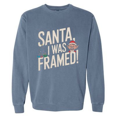 Santa I Was Framed Funny Christmas Humor Garment-Dyed Sweatshirt