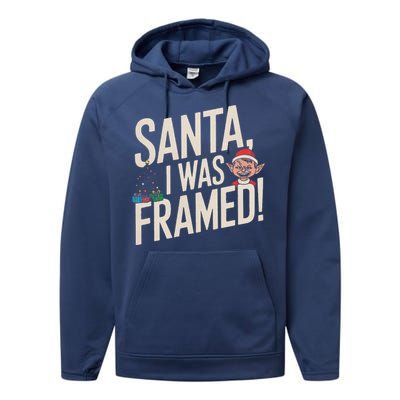 Santa I Was Framed Funny Christmas Humor Performance Fleece Hoodie