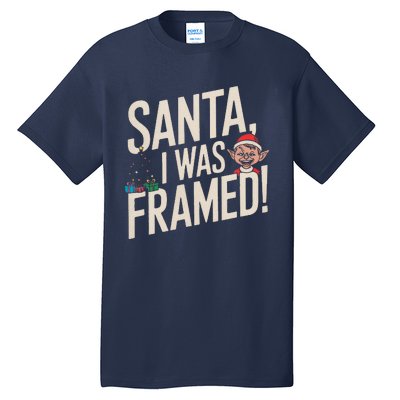 Santa I Was Framed Funny Christmas Humor Tall T-Shirt