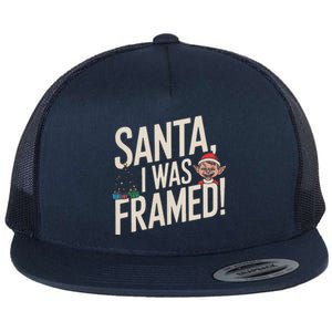 Santa I Was Framed Funny Christmas Humor Flat Bill Trucker Hat