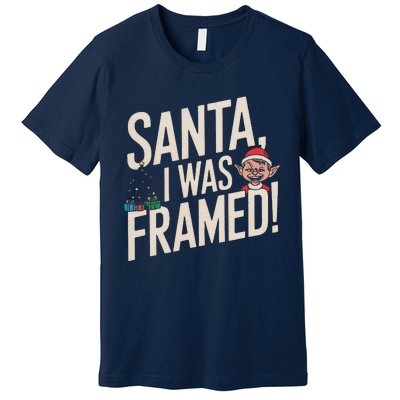 Santa I Was Framed Funny Christmas Humor Premium T-Shirt