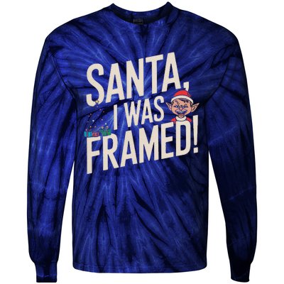 Santa I Was Framed Funny Christmas Humor Tie-Dye Long Sleeve Shirt