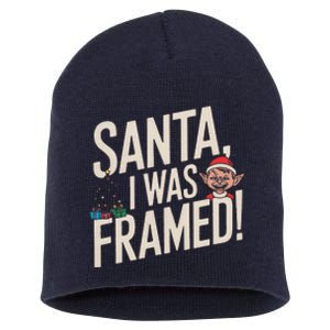 Santa I Was Framed Funny Christmas Humor Short Acrylic Beanie