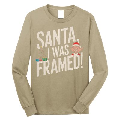 Santa I Was Framed Funny Christmas Humor Long Sleeve Shirt