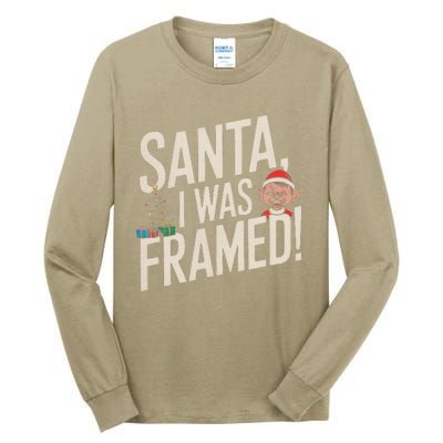 Santa I Was Framed Funny Christmas Humor Tall Long Sleeve T-Shirt