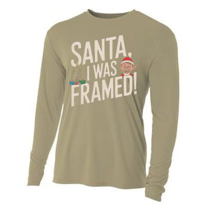 Santa I Was Framed Funny Christmas Humor Cooling Performance Long Sleeve Crew