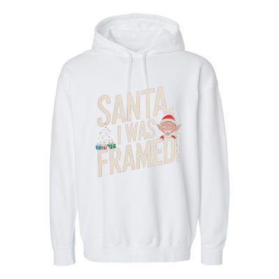 Santa I Was Framed Funny Christmas Humor Garment-Dyed Fleece Hoodie