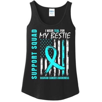 Support I Wear Teal For Bestie Ovarian Cancer Awareness Flag Ladies Essential Tank