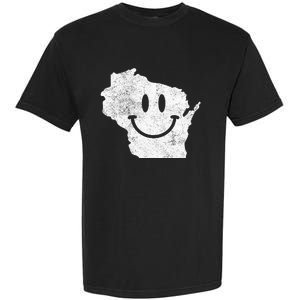 Smiling In Wi – Funny Wisconsin Happy Face Garment-Dyed Heavyweight T-Shirt