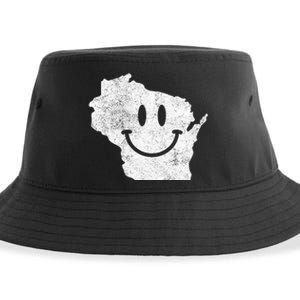 Smiling In Wi – Funny Wisconsin Happy Face Sustainable Bucket Hat