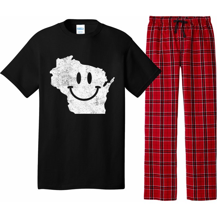 Smiling In Wi – Funny Wisconsin Happy Face Pajama Set