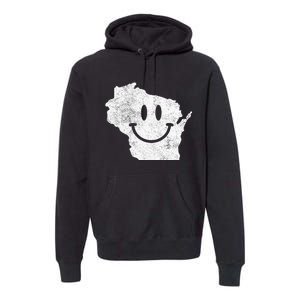 Smiling In Wi – Funny Wisconsin Happy Face Premium Hoodie