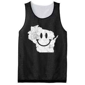 Smiling In Wi – Funny Wisconsin Happy Face Mesh Reversible Basketball Jersey Tank