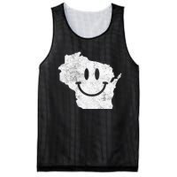 Smiling In Wi – Funny Wisconsin Happy Face Mesh Reversible Basketball Jersey Tank