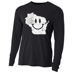 Smiling In Wi – Funny Wisconsin Happy Face Cooling Performance Long Sleeve Crew