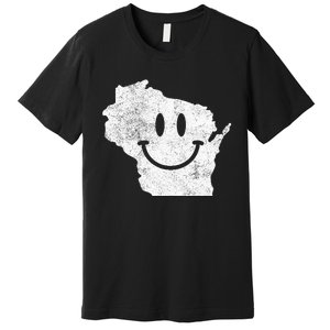 Smiling In Wi – Funny Wisconsin Happy Face Premium T-Shirt