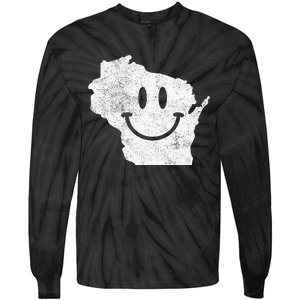 Smiling In Wi – Funny Wisconsin Happy Face Tie-Dye Long Sleeve Shirt