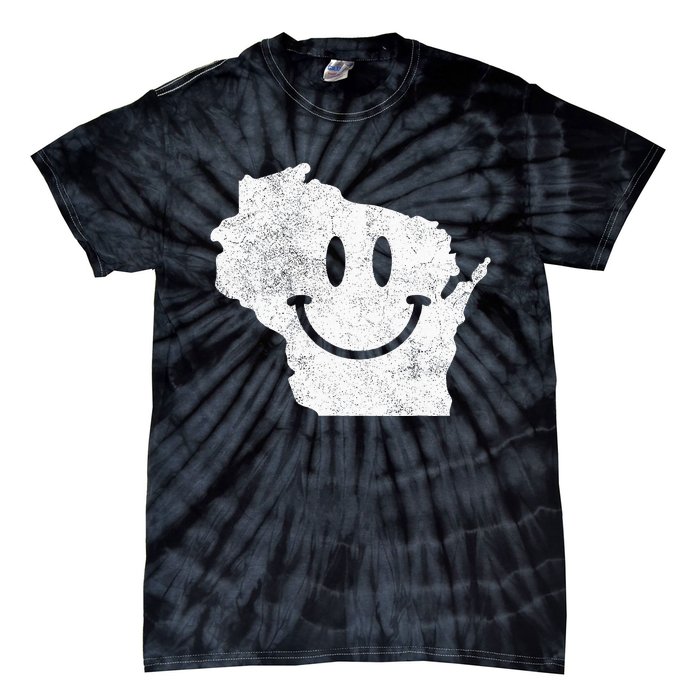 Smiling In Wi – Funny Wisconsin Happy Face Tie-Dye T-Shirt