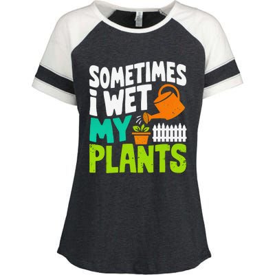 Sometimes I Wet My Plants Enza Ladies Jersey Colorblock Tee