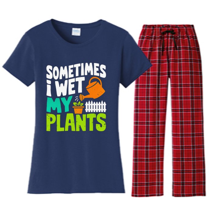 Sometimes I Wet My Plants Women's Flannel Pajama Set