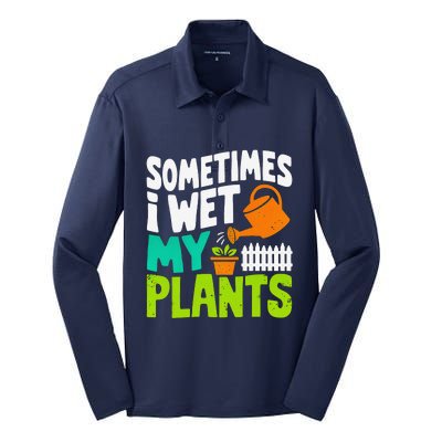 Sometimes I Wet My Plants Silk Touch Performance Long Sleeve Polo