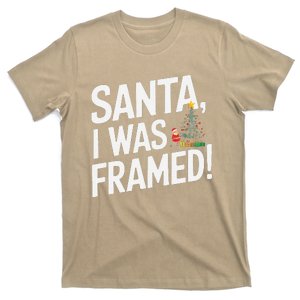 Santa I Was Framed Funny Design For Christmas Elf Fans T-Shirt