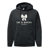 She Is Worthy Bow Performance Fleece Hoodie