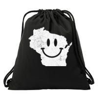 Smiling In WI – Funny Wisconsin Happy Face Drawstring Bag